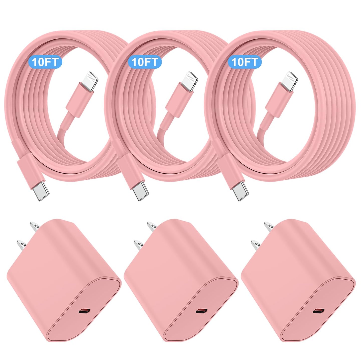 Essri i Phone Charger Fast Charging 10 FT, 3-Pack 20W PD USB C Charger Block with iPhone 14 13 Charging Cable 10 Foot, Compatible with iPhone 14 Pro/13Pro Max/12/11Pro/Mini - White