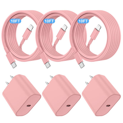 Essri i Phone Charger Fast Charging 10 FT, 3-Pack 20W PD USB C Charger Block with iPhone 14 13 Charging Cable 10 Foot, Compatible with iPhone 14 Pro/13Pro Max/12/11Pro/Mini - White