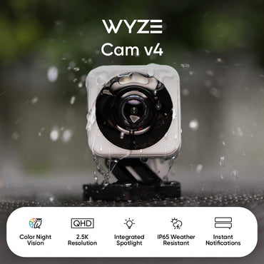 WYZE Cam v4, 2.5K QHD WiFi Indoor/Outdoor Smart Home Security Camera, Pet/Baby Monitor, Motion Activated Spotlight/Siren, Color Night Vision, 2-Way Audio, Works with Alexa & Google