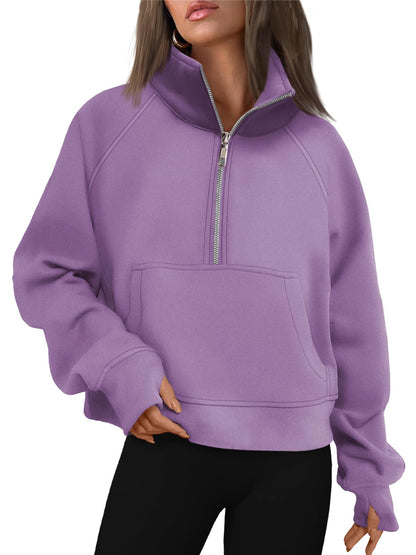 AUTOMET Womens Sweatshirts Half Zip Cropped Pullover Fleece Quarter Zipper Hoodies 2025 Fall Fashion Outfits Clothes