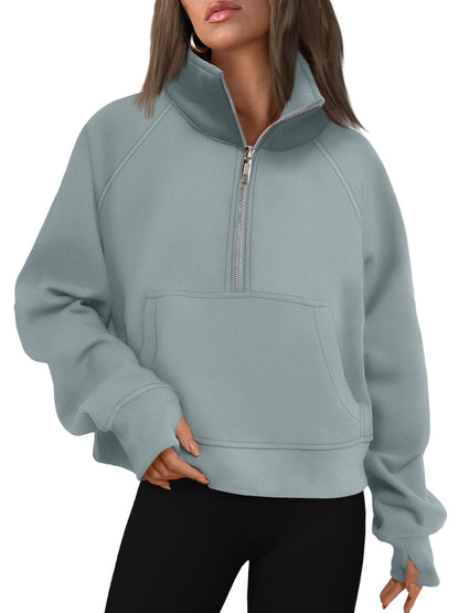 AUTOMET Womens Sweatshirts Half Zip Cropped Pullover Fleece Quarter Zipper Hoodies 2025 Fall Fashion Outfits Clothes