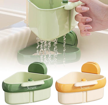 Sink Strainer Basket,2025 New Upgraded Suction Cup Press Sink Drainer Basket,Automatic Dumping Sink Strainer Basket,Faucet Sponge Storage Rack,Corner Sink Trash Catcher for Food Waste