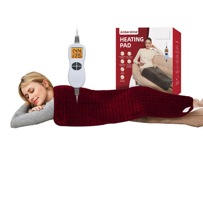 Ambershine 26"x35" XXXL King Size Neck& Shoulder& Back Heating Pad with 12 Temperature Settings& 4 Auto-Off Countdown Timers, Pain Relief for Back/Neck/Shoulder, Christmas gift for mom dad (Dark Gray)