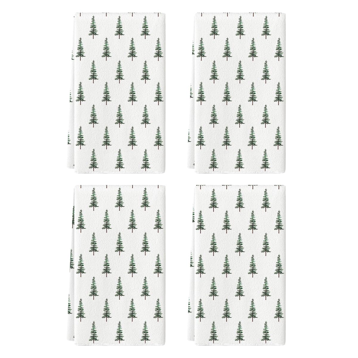 Artoid Mode Wood Xmas Tree Christmas Kitchen Towels Dish Towels, 18x26 Inch Farmhouse Holiday Winter Decoration Cleaning Set of 2