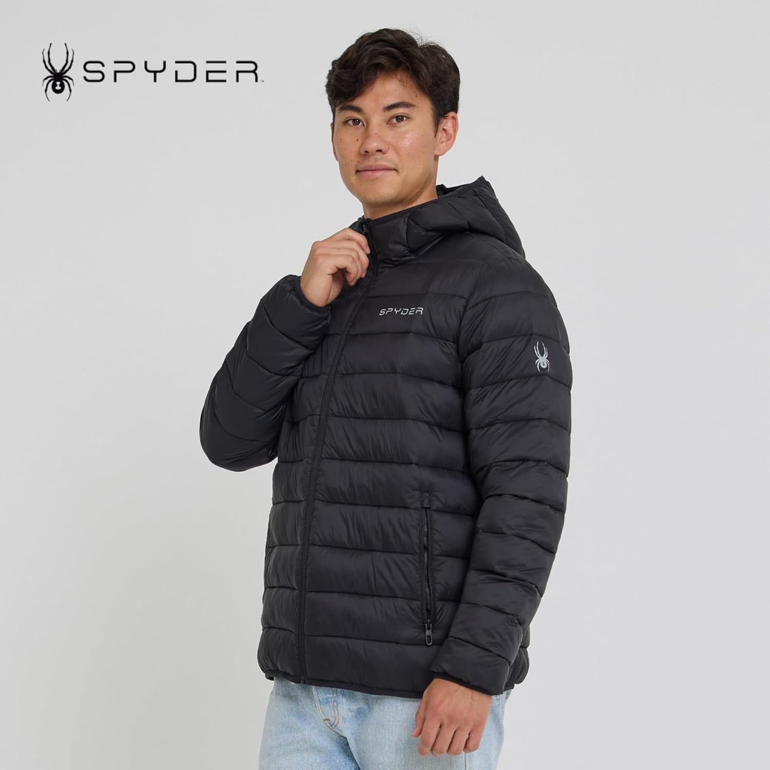 Spyder Packable Puffer Jacket Men with Hood, Lightweight Winter Jackets for Men