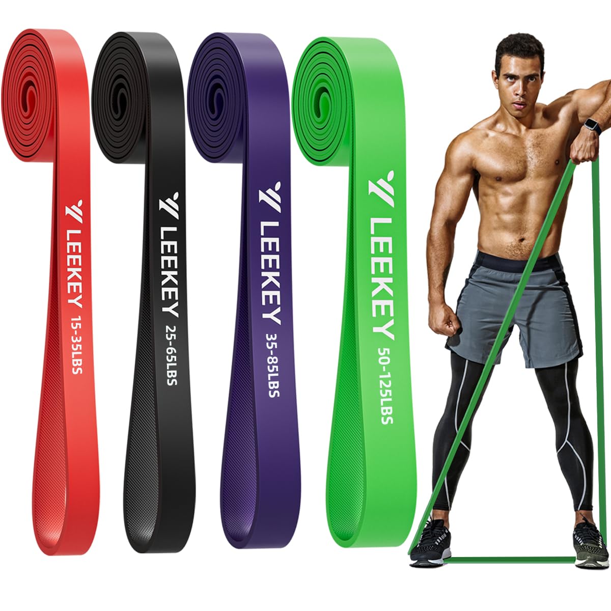 LEEKEY Resistance Bands Set for Pull-Up Assistance & Full-Body Training, Multi-Level Exercise Bands with Bag for Home Workouts, Physical Therapy, Strength Training (Men/Women)