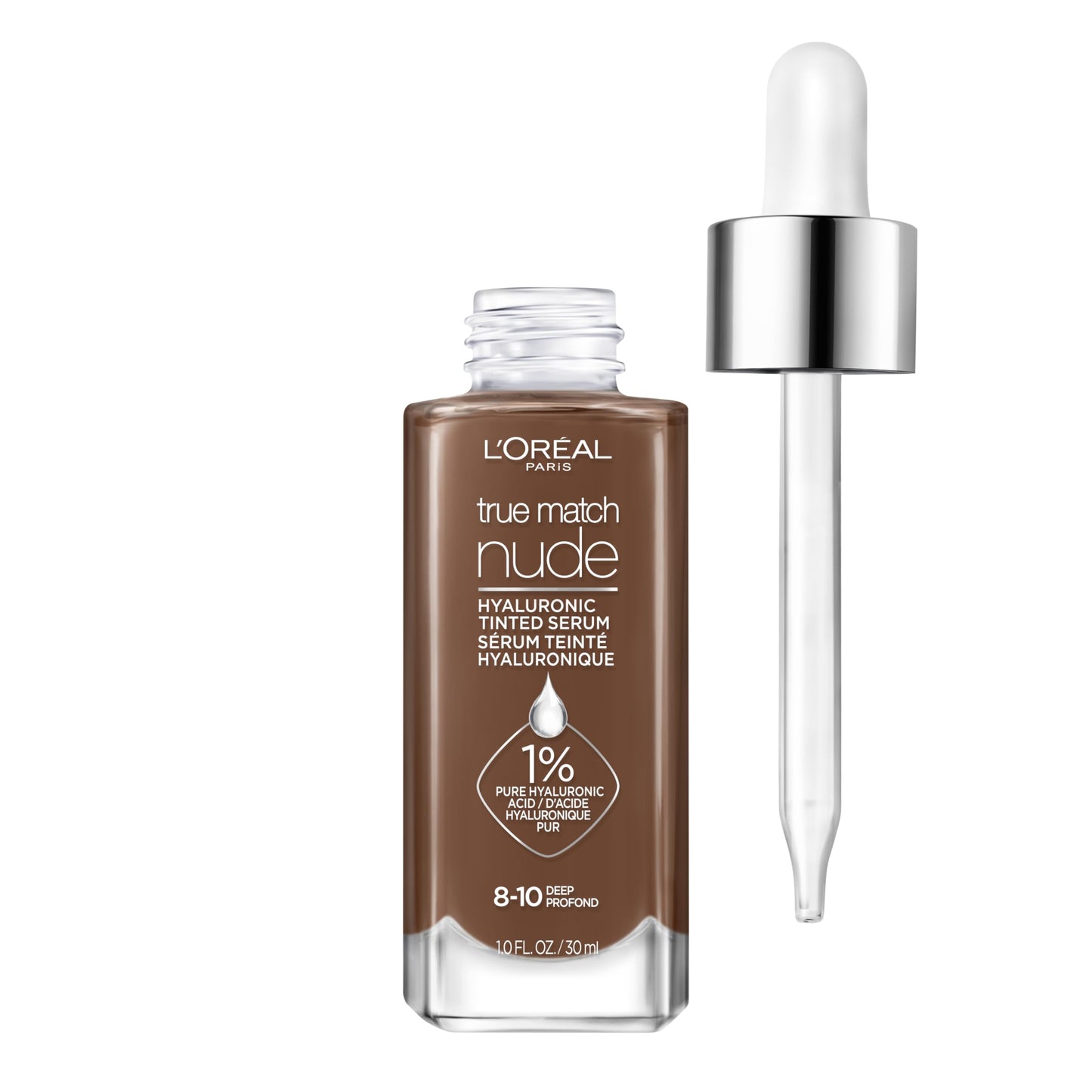 L'Oreal Paris True Match Nude Hyaluronic Tinted Serum Foundation with 1% Hyaluronic acid, Medium 4-5, 1 fl. oz.