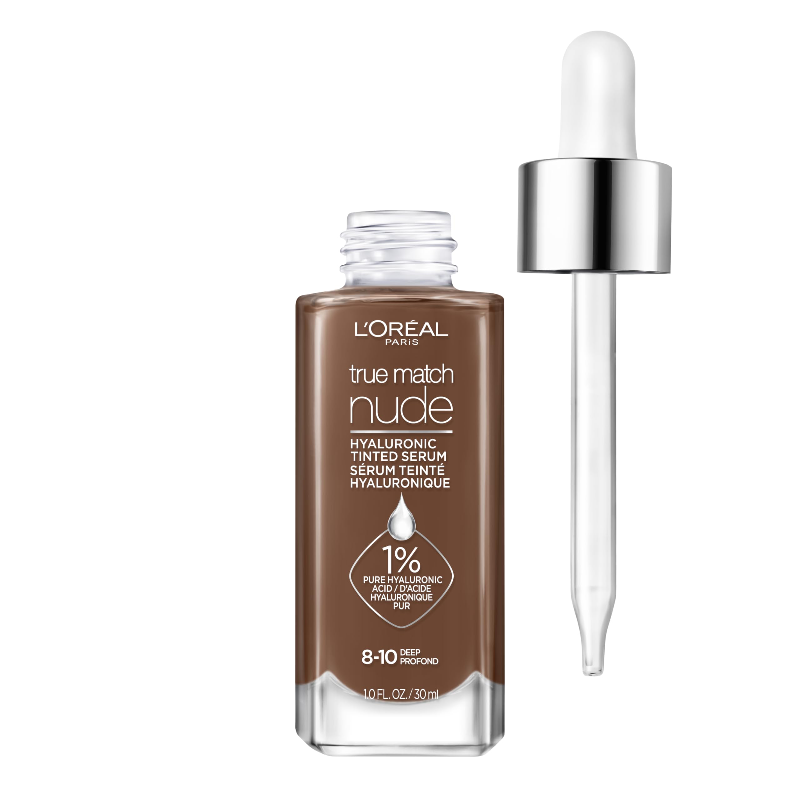 L'Oreal Paris True Match Nude Hyaluronic Tinted Serum Foundation with 1% Hyaluronic acid, Medium 4-5, 1 fl. oz.
