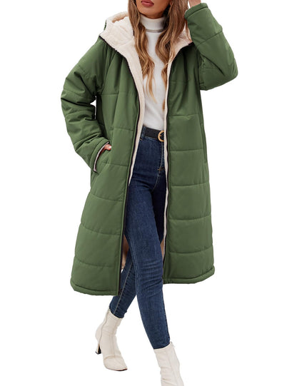 Women Winter Coats Fleece Long Coats Jackets Oversized Warm Down Jacket with Hood