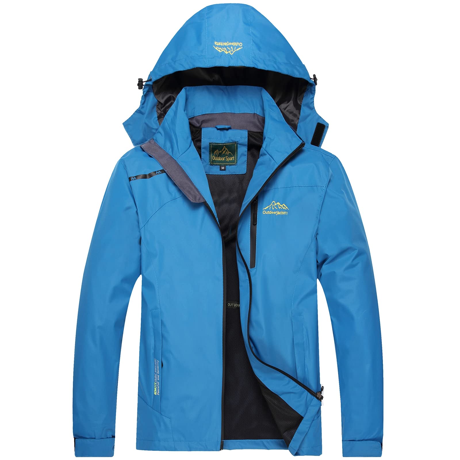 GIISAM Mens Windproof Jacket Waterproof Lightweight Mountain Sport Jacket for Men Hooded Windbreaker Raincoat