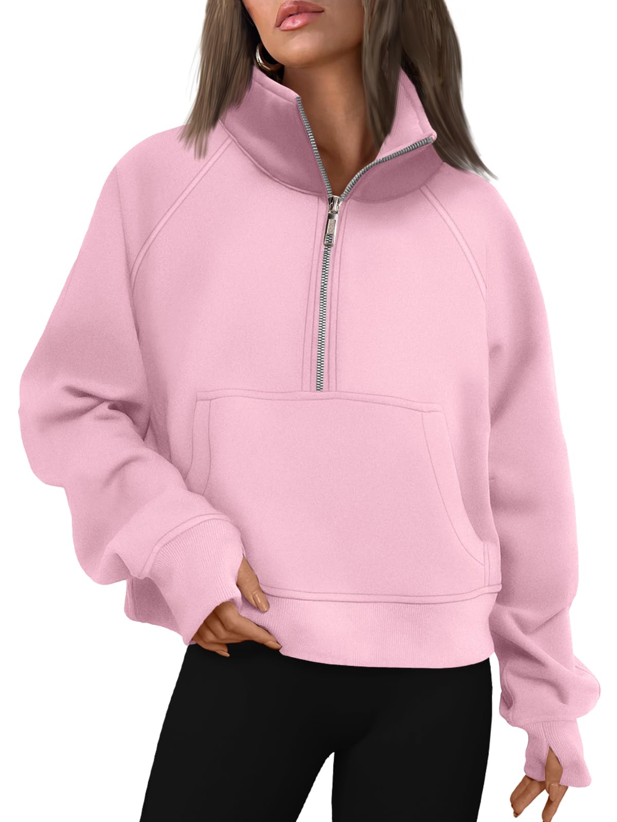 AUTOMET Womens Sweatshirts Half Zip Cropped Pullover Fleece Quarter Zipper Hoodies 2025 Fall Fashion Outfits Clothes