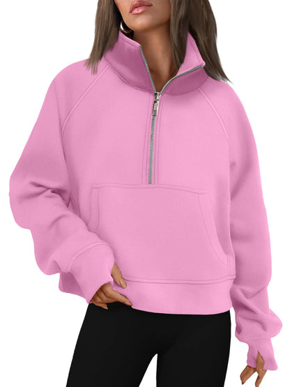AUTOMET Womens Sweatshirts Half Zip Cropped Pullover Fleece Quarter Zipper Hoodies 2025 Fall Fashion Outfits Clothes
