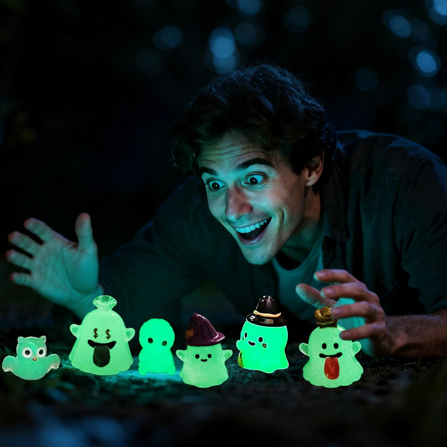 Mini Halloween Figurines 30 PCS, Luminous Halloween Miniatures Bulk for Decor, Mini Resin Animals Variety Pack to Hide, Pumpkin Ghost Owl for Party Favors Bag Fillers Garden Decor, Gifts