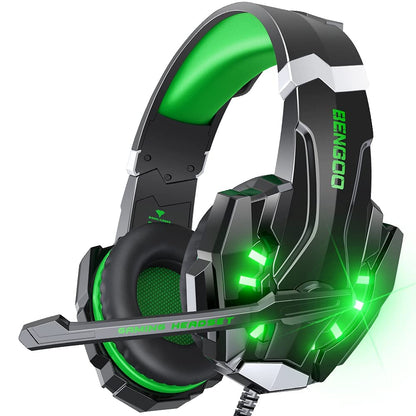 BENGOO G9000 Stereo Gaming Headset for PS4 PC Xbox One PS5 Controller, Noise Cancelling Over Ear Headphones with Mic, LED Light, 7.1 Surround Sound, Soft Memory Earmuffs for Nintendo Xbox Series X|S