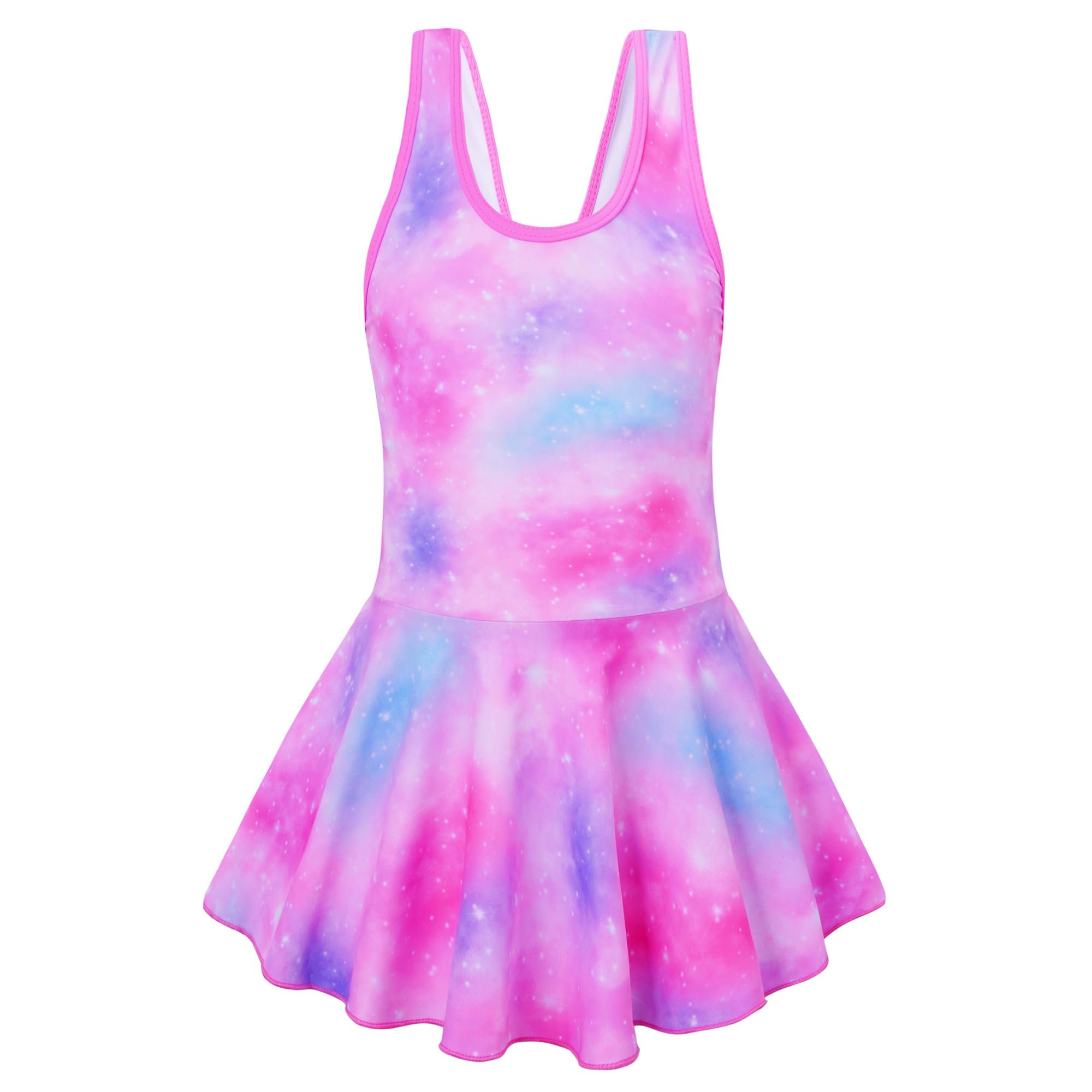 Akokvlar Girl One Piece Swimsuit with Skirt Bathing Suit Swimwear 3-16Y