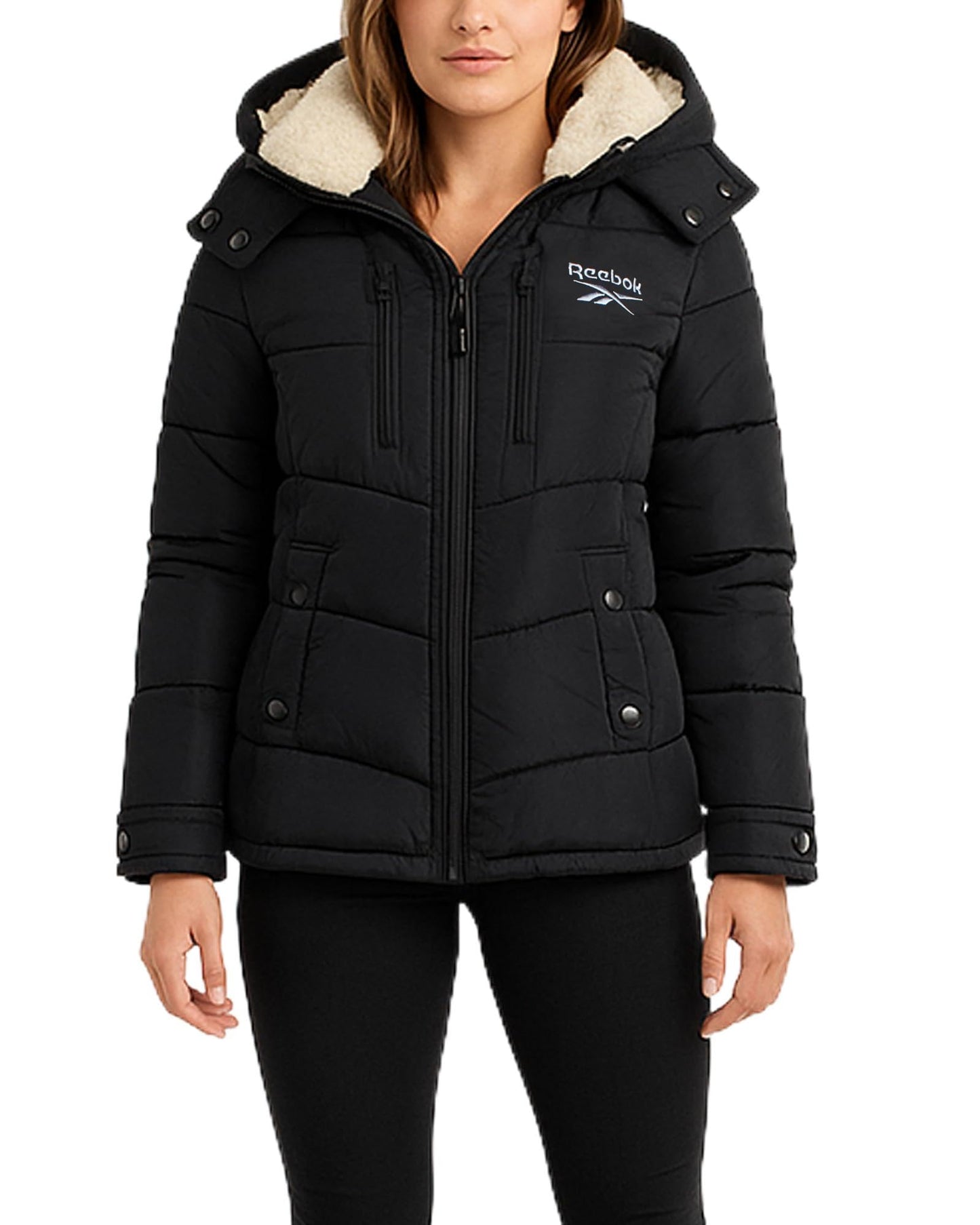 Reebok Womens Puffer Jacket - Heavyweight Puffer Coat with Faux Fur Trim Hood - Outerwear Down Winter Jackets for Women