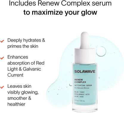 Solawave 4-in-1 Radiant Renewal Red Light Therapy Wand & Renew Complex Activation Serum | Beauty Device for Face & Neck | Serum Boosts Anti-Aging Effects, Reduces Wrinkles, Dark Circles & Puffiness
