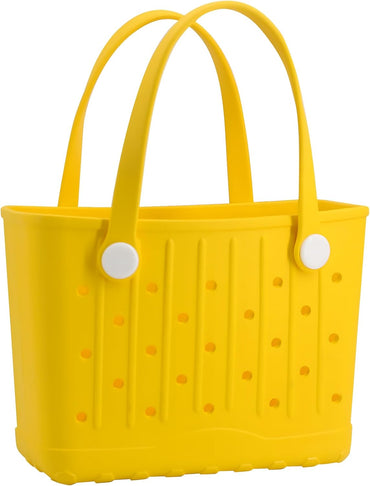 Rubber Tote Bag Small Beach Bag Waterproof Travel Bags Washable Tote Portable Open Handbag for Sports Beach Boat Outdoor