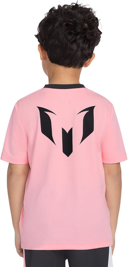 Boys' Lifestyle Short Sleeve Top, Loose-fit V-Neck Shirt with Logo, Comfortable