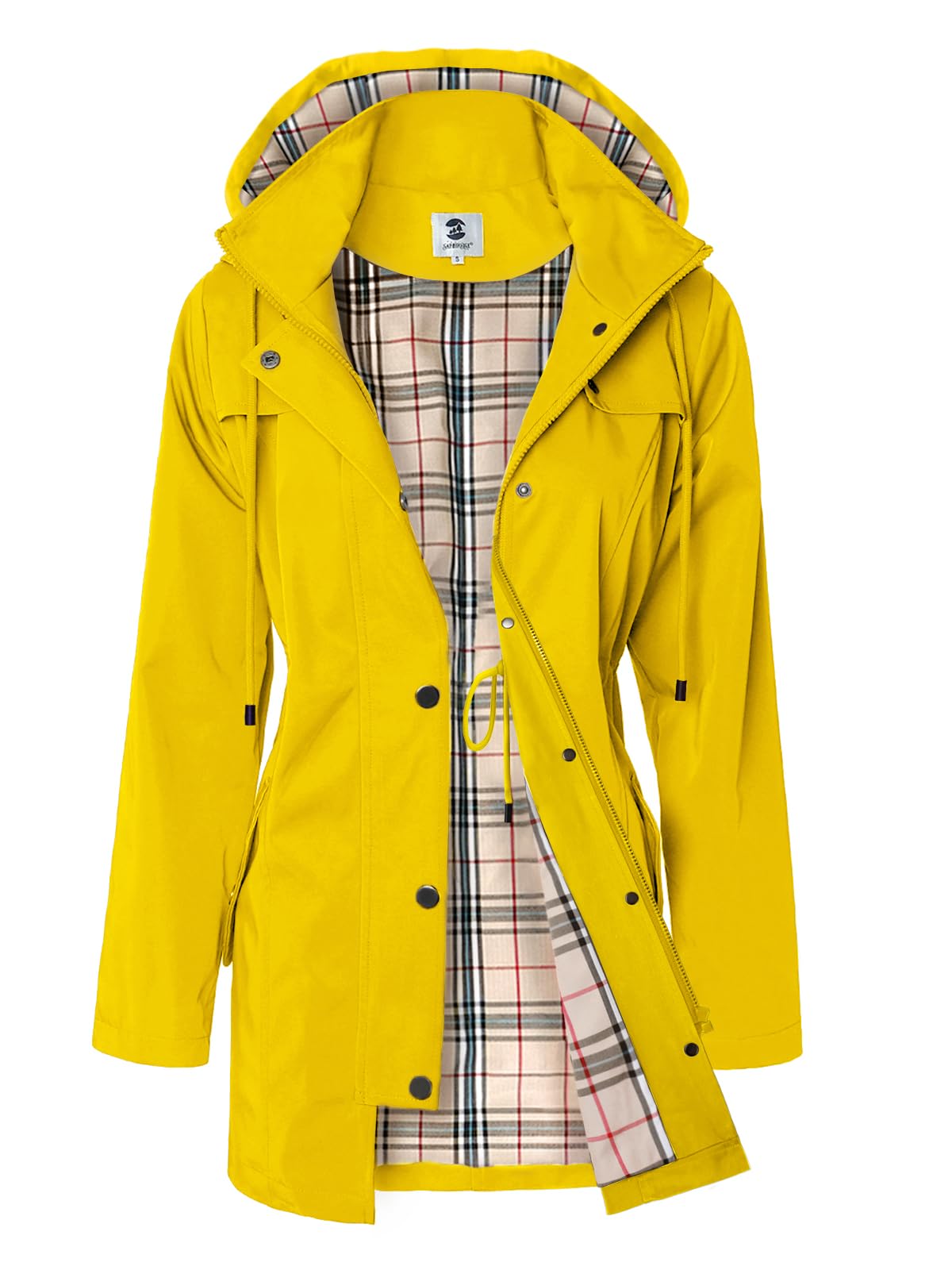 SaphiRose Women's Long Hooded Rain Jacket Outdoor Raincoat Windbreaker