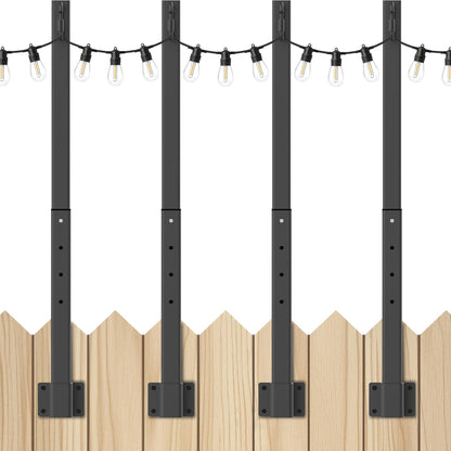 6 Pack String Light Poles, Outdoor String Light Pole 10 ft Forked Metal Light Pole with Adjustable Outdoor Light Stand, Deck, Backyard, Garden, Wedding, Rustproof and Sturdy with Hooks