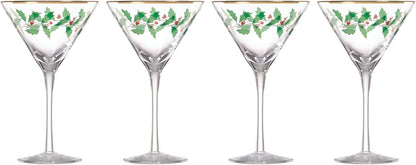Lenox 893570 Holiday Decal 4-Piece Martini Glass Set, Christmas Dinnerware, Hosting