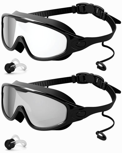 Rantizon Swim Goggles 2 Pack, Wide View Anti Fog&UV Swimming Goggles for Audlt, No Leaking Summer Gifts for Men Women Kid