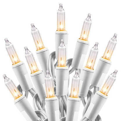 Minetom Clear Christmas String Lights 100 Count 25 Feet Incandescent Bulb Mini Lights for Indoor Xmas Tree Garland Birthday Wedding Party Festival Decoration, Green Wire