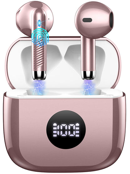Wireless Earbuds, Bluetooth 5.4 Ear Buds LED Power Display Headphones Bass Stereo, Bluetooth Earbuds in-Ear Noise Cancelling Mic, 40H Playback Mini Case IP7 Waterproof Sports Earphones for Android iOS