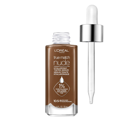 L'Oreal Paris True Match Nude Hyaluronic Tinted Serum Foundation with 1% Hyaluronic acid, Medium 4-5, 1 fl. oz.