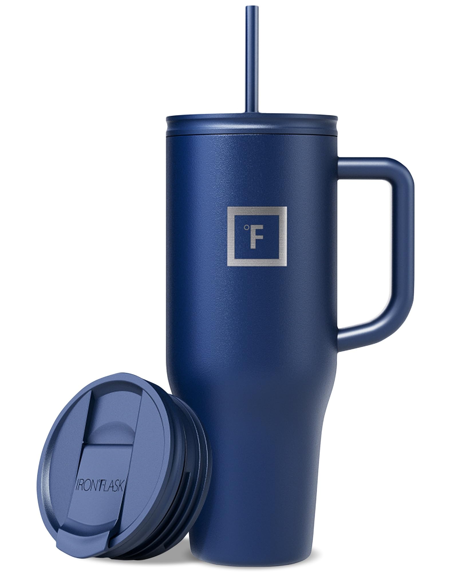 IRON °FLASK Co-Pilot Insulated Mug w/Straw & Flip Cap Lids - Cup Holder Bottle for Hot, Cold Drink - Leak-Proof - Water, Coffee Portable Travel Mug - Aurora, 40 Oz