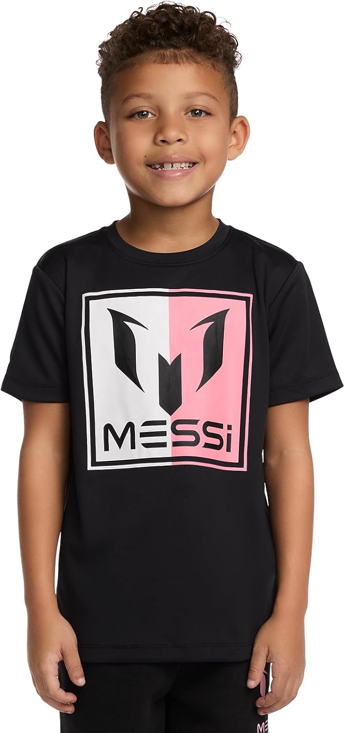 Boys' Lifestyle Short Sleeve Top, Standard Shirt with Logo, Comfortable Fit