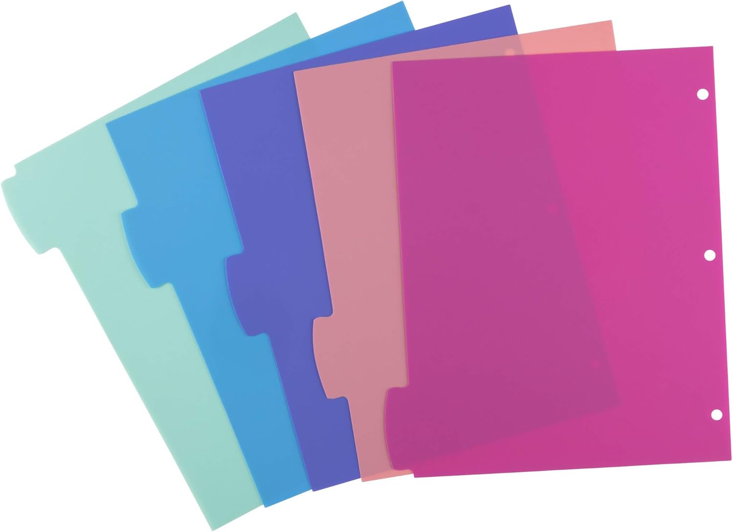 Avery Durable Plastic 5-Tab Write & Erase Big Tab Dividers for 3 Ring Binders, Pastel Brights (16270)