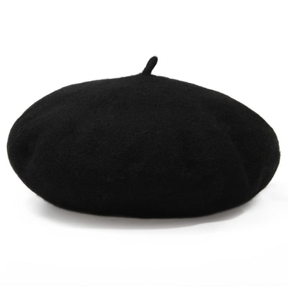 Women French Wool Beret Hats - Solid Color Classic Beanie Winter Cap