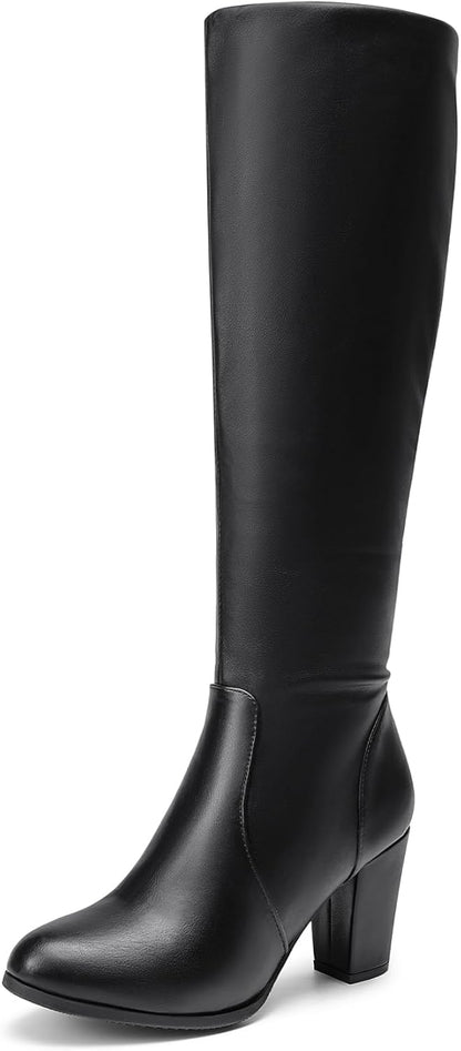 DREAM PAIRS Women's Chunky Heel Knee High Boots
