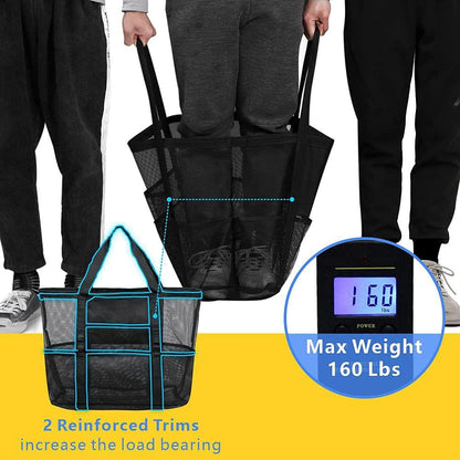 F-color Mesh Beach Bag Family - 9 Pockets Large Beach Tote for Cruise Vacation Essentials