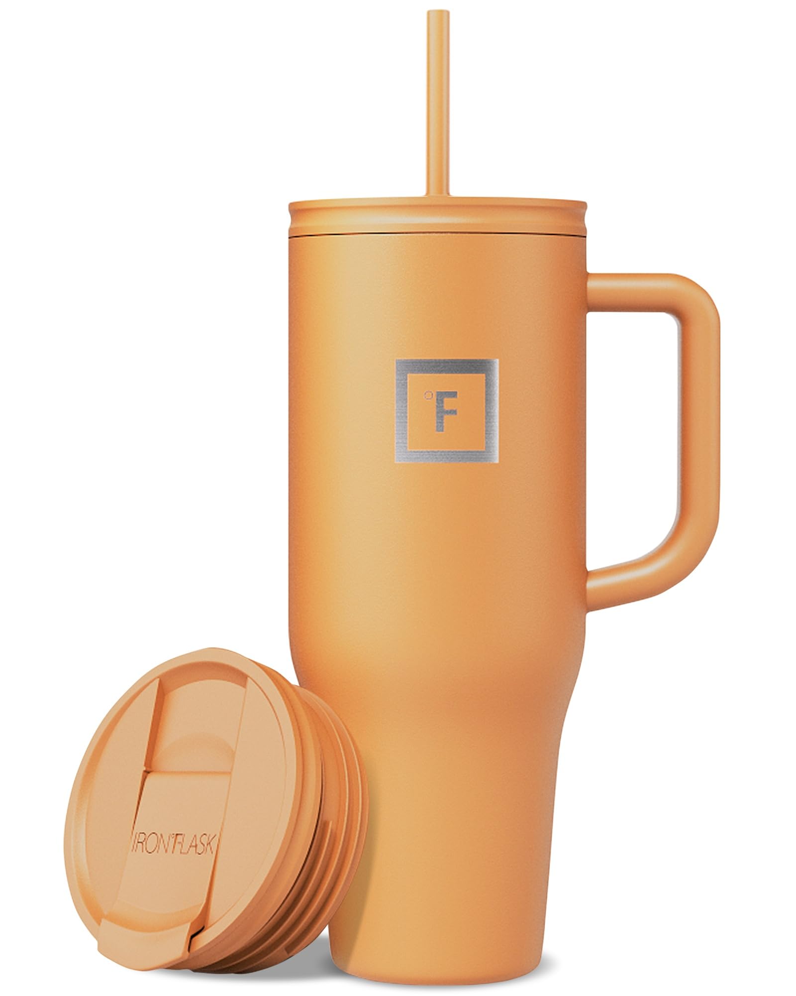 IRON °FLASK Co-Pilot Insulated Mug w/Straw & Flip Cap Lids - Cup Holder Bottle for Hot, Cold Drink - Leak-Proof - Water, Coffee Portable Travel Mug - Aurora, 40 Oz