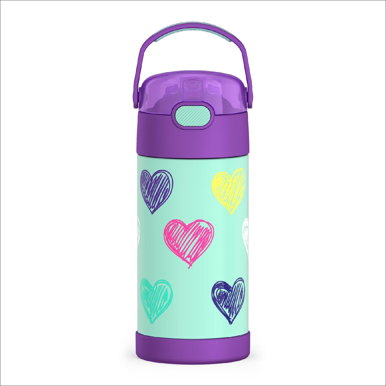 THERMOS FUNTAINER Water Bottle with Straw - 12 Ounce - Kids Stainless Steel Vacuum Insulated Water Bottle with Lid, Mod Flowers