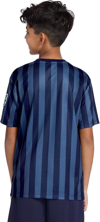 Boys' Lifestyle Short Sleeve Top, Loose-fit V-Neck Shirt with Logo, Comfortable