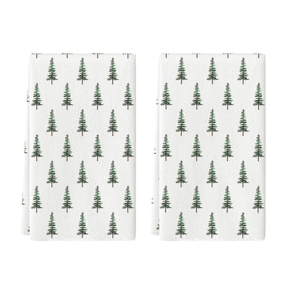 Artoid Mode Wood Xmas Tree Christmas Kitchen Towels Dish Towels, 18x26 Inch Farmhouse Holiday Winter Decoration Cleaning Set of 2