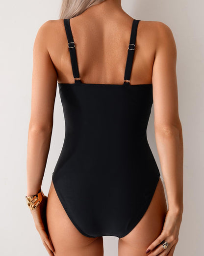 Limeeke Women's One Piece Swimsuit Sexy Mesh Sheer Tummy Control Bathing Suit Cross Twist Front Swimwear