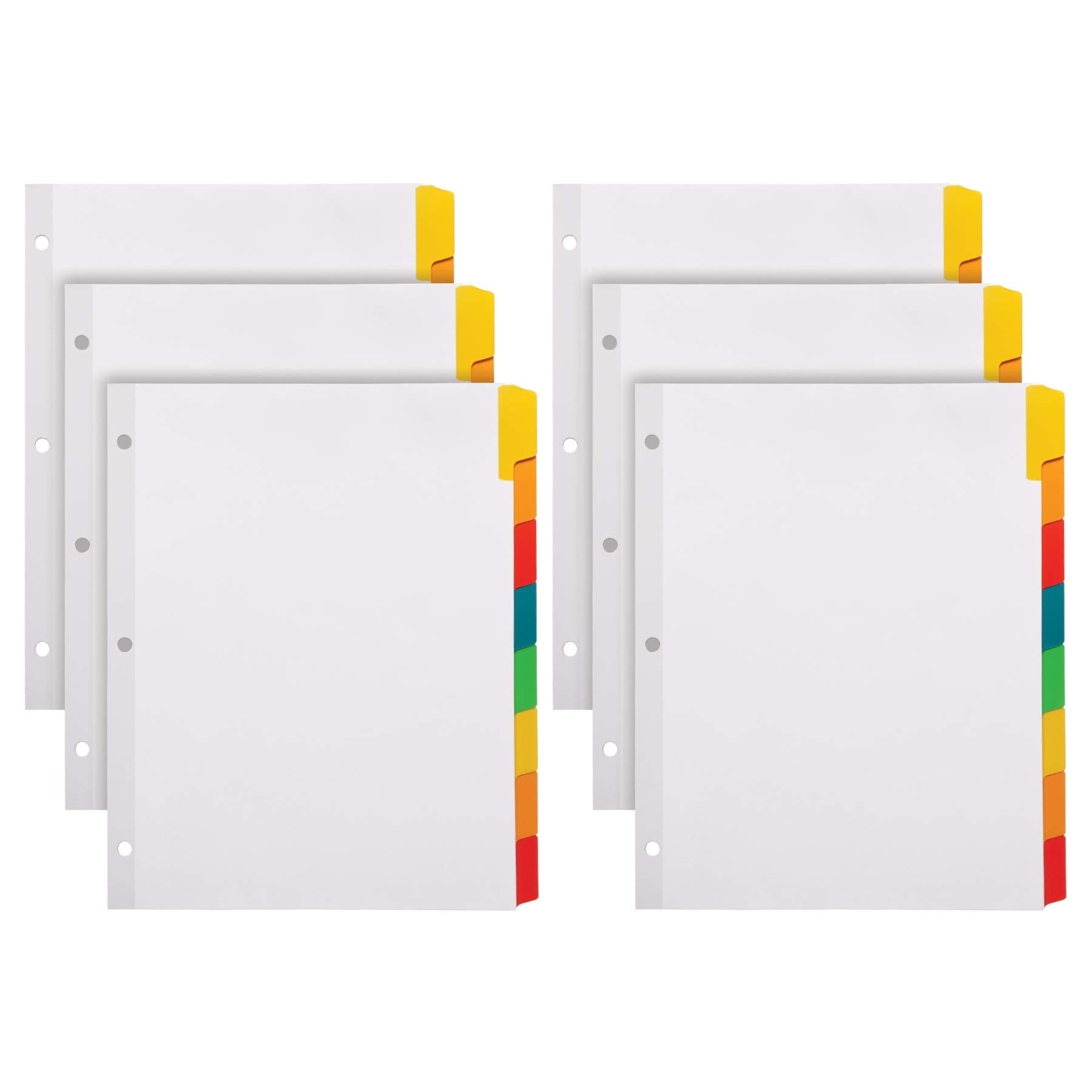 Oxford Poly Binder Dividers, 3 Hole Punch Organizers, Assorted Colors, 8 Tab Write and Erase Organizers, Durable Plastic Dividers for 3 Ring Binder, Pack of 3 Index Dividers (89994)