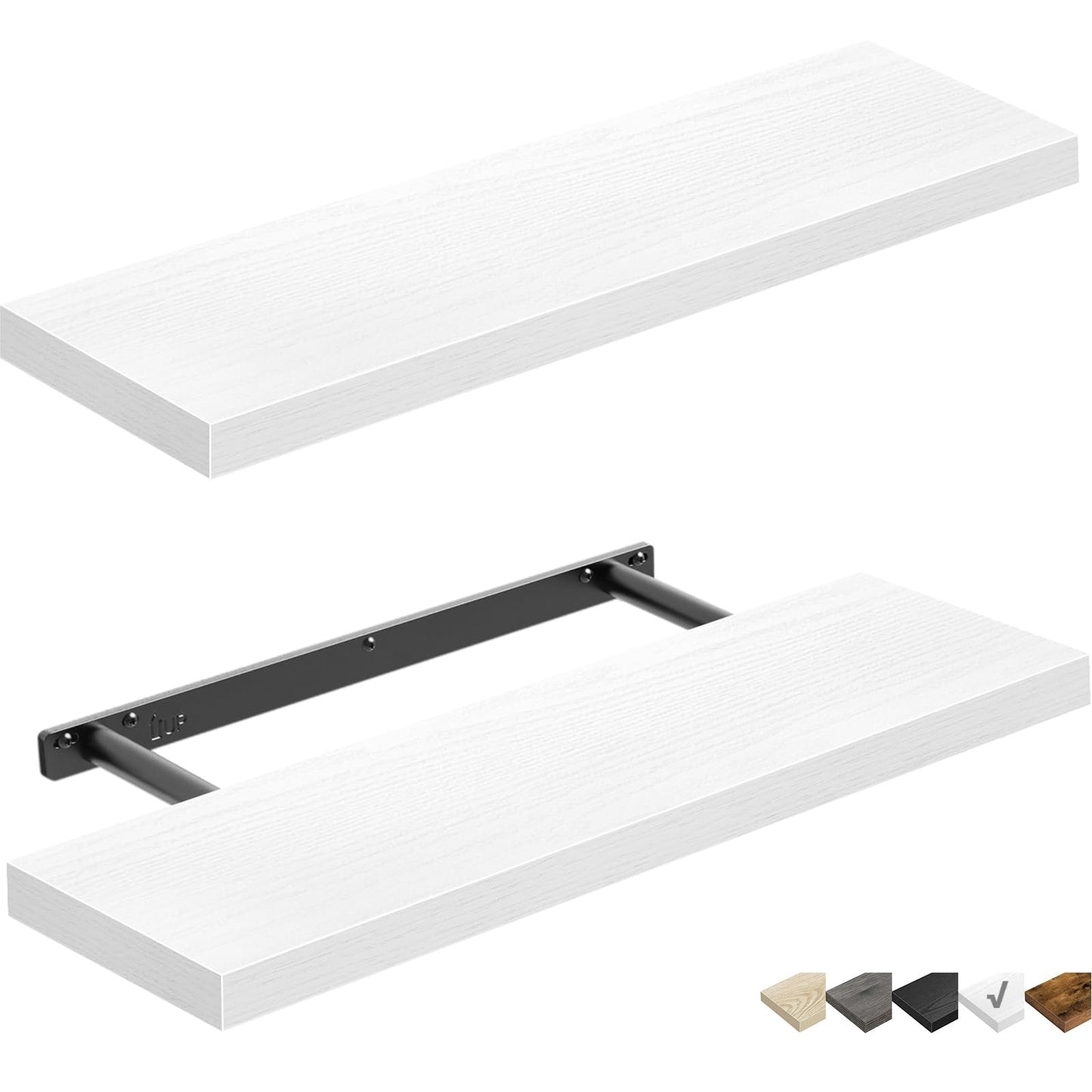 QEEIG Bathroom Floating Shelves for Wall Mounted Shelf Over Toilet Farmhouse Home Decor Display Shelving Small 16 inch Set of 2, Rustic Brown (008-40BN)