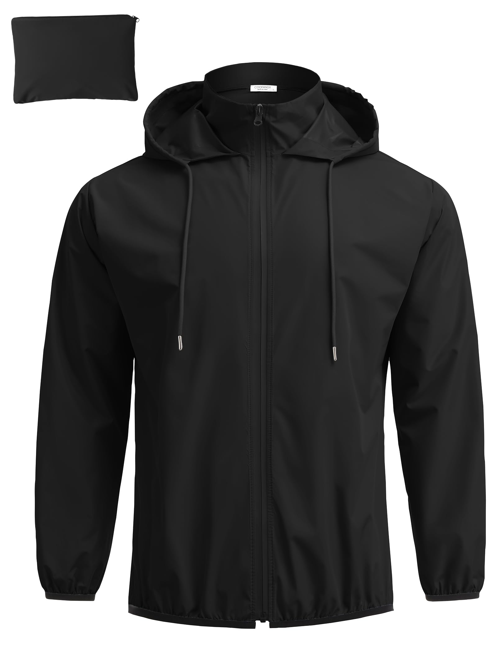 COOFANDY Men's Packable Rain Jacket Lightweight Waterproof Raincoat with Hood Travel Hiking Golf Windbreaker