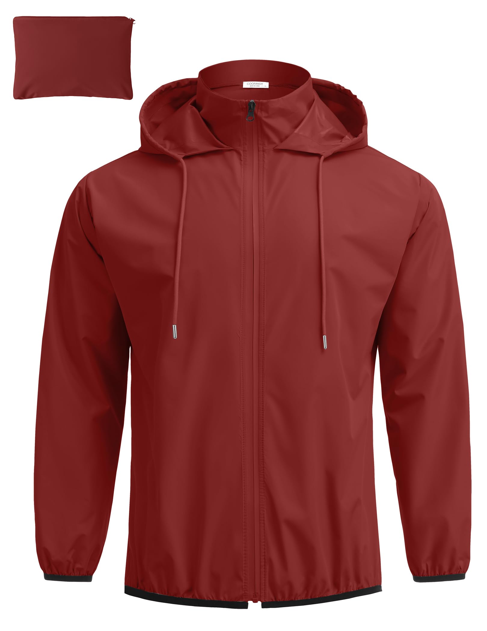 COOFANDY Men's Packable Rain Jacket Lightweight Waterproof Raincoat with Hood Travel Hiking Golf Windbreaker