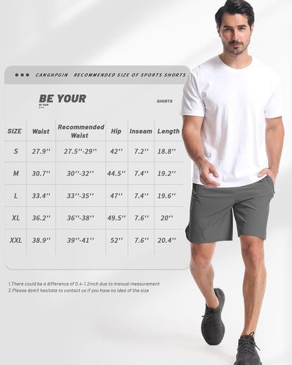 CANGHPGIN 2 Pack Mens Workout Athletic Shorts 7 inch Inseam Quick Dry Hiking Shorts Men Lightweight Sports Gym Shorts Running