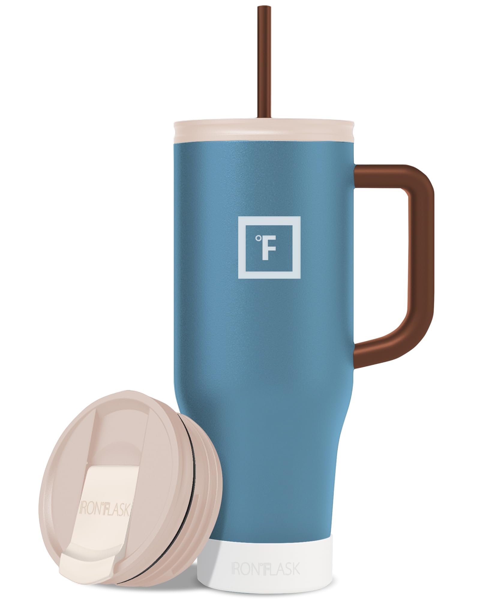 IRON °FLASK Co-Pilot Insulated Mug w/Straw & Flip Cap Lids - Cup Holder Bottle for Hot, Cold Drink - Leak-Proof - Water, Coffee Portable Travel Mug - Aurora, 40 Oz
