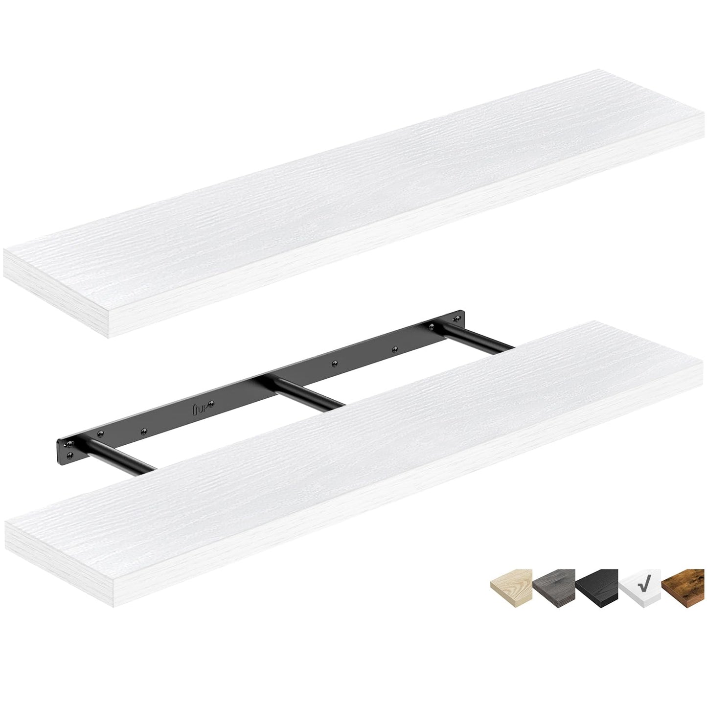 QEEIG Bathroom Floating Shelves for Wall Mounted Shelf Over Toilet Farmhouse Home Decor Display Shelving Small 16 inch Set of 2, Rustic Brown (008-40BN)