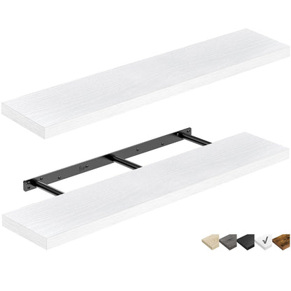 QEEIG Bathroom Floating Shelves for Wall Mounted Shelf Over Toilet Farmhouse Home Decor Display Shelving Small 16 inch Set of 2, Rustic Brown (008-40BN)