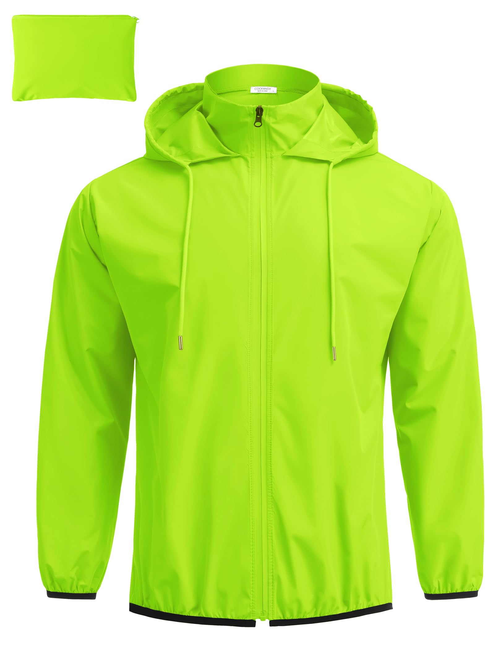 COOFANDY Men's Packable Rain Jacket Lightweight Waterproof Raincoat with Hood Travel Hiking Golf Windbreaker